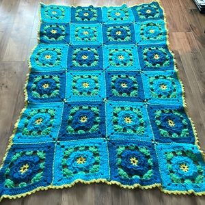 Vintage Boho crochet throw blanket.